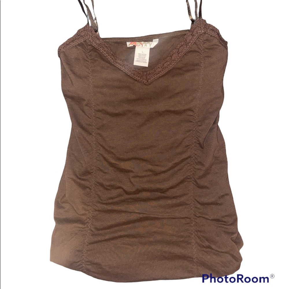 Brown lace trim cami